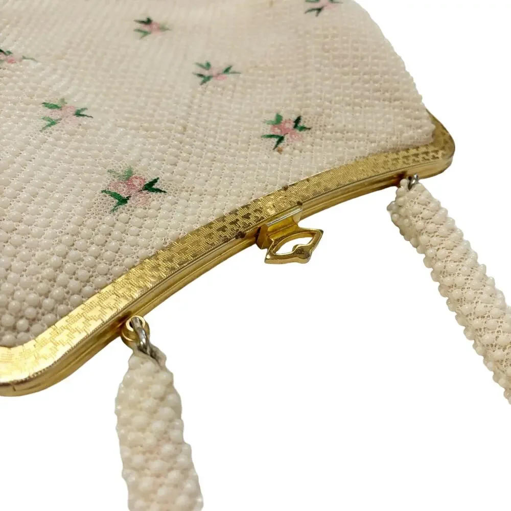 Vintage Beaded Top Handle Embroidered Bag